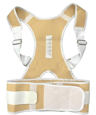 Posture Corrector Magnetic Therapy Posture Corrector Brace Adjustable Shoulder Back Brace Support Belt (Color : Beige Size : Medium) Feito na China Full moon lofty ambition