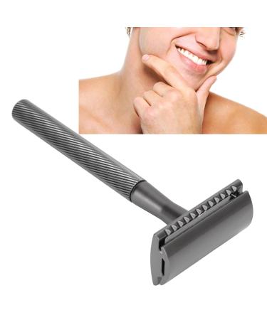 Long Handle Zinc Alloy Safety Razor for Men - Brass Handle Double Edge Razor with Base for Facial Care (Black) | International Shipping Available - Buy Online on GoSupps.com