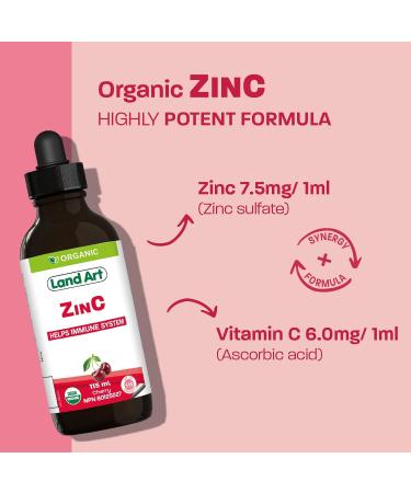 Certified Organic ZINC - Up to 230 Servings - Kids & Adults - Zinc with Vitamin C - Immunity & Energy - Vegan - Sugar Free - Cherry Flavour - Made in Canada - Buy Online on GoSupps.com