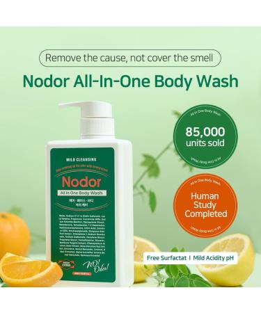 NODOR All-in-One Body Wash 460ml - Long-Lasting Citrus Scent Odor Removal & Cooling Effect for All Skin Types | Korean Body Care for Sensitive Skin - Buy Online on GoSupps.com