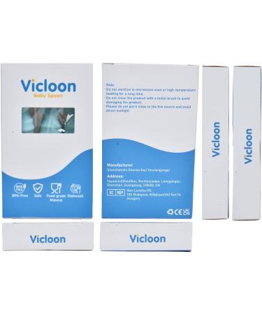 Vicloon Baby Fork and Spoon Set - Silicone Self Feeding Utensil for Infant Toddler - Easy Grip Toddler Cutlery Kit - Blue - Buy Online on GoSupps.com