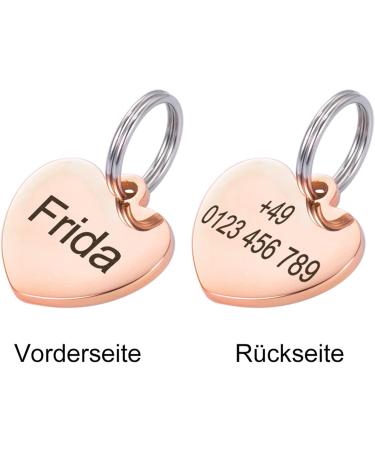 Personalized Heart Pendant for Dogs & Cats - Engraved Name Tag Badge - Unique Pet Gifts in Rose Gold - Perfect Pet ID for All Collars - Buy Online on GoSupps.com