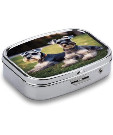 Shop Adult Schnauzer Dogs Print Pill Box | 2 Compartment Portable Organizer for Medicine - Ideal for Pets & Travel - Buy Online on GoSupps.com