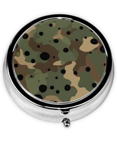 Camouflage Round Pill Box - 3 Compartment Travel Organizer for Vitamins & Medications | Portable Mini Decorative Pill Case - Buy Online on GoSupps.com