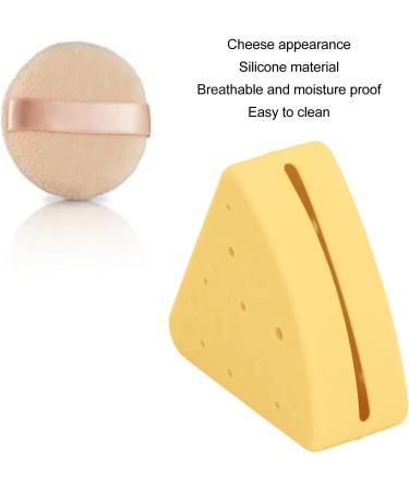 Triangular Powder Storage Box Puff Holder Easy to Clean Convenient Double-sided Air Vent Smooth-closing Silicone Portable for Home Travel (Yellow) - Buy Online on GoSupps.com