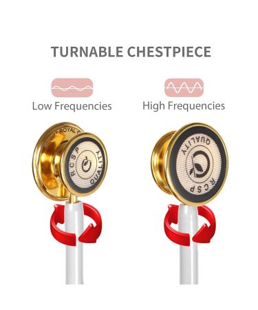 Royal Gold Stethoscope - Golden Chest Piece Latex-Free Tube Soft Sealing Ear Knobs for Nurses & Doctors - Buy Online on GoSupps.com