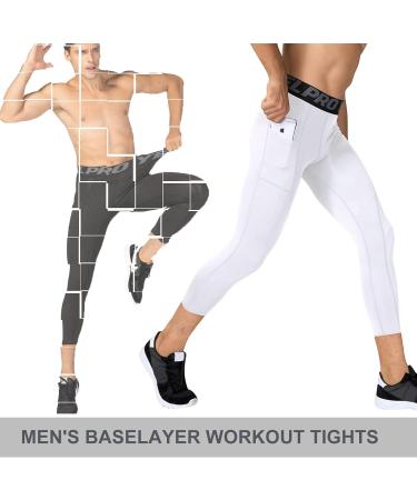 ABTIOYLLZ Men's 3/4 Compression Pants 3 Pack - Running Capri Tights with Pocket - Medium - Buy Online on GoSupps.com