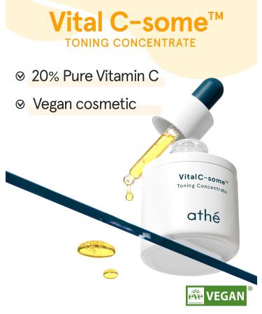 Buy ATHE Vital C-some Toning Concentrate | Anti-Aging Vitamin C Serum for Blemishes & Radiance | Korean Vegan Face Ampoule - 0.67 fl. oz - Buy Online on GoSupps.com