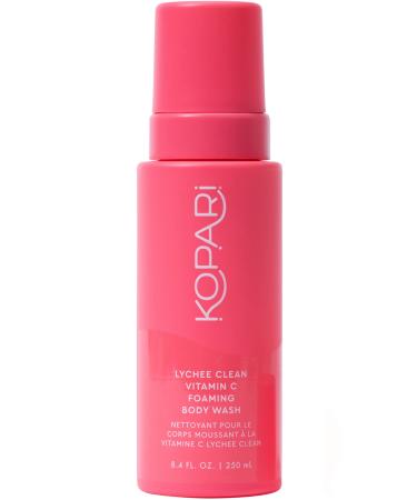 Kopari Lychee Clean Vitamin C Foaming Body Wash | Brighten  Smooth and Hydrate Dry Dull Skin | Lychee Extract  Hibiscus Seed Oil  Coconut Oil and Avocado Oil | Vegan and Cruelty Free | 8.4 fl Oz