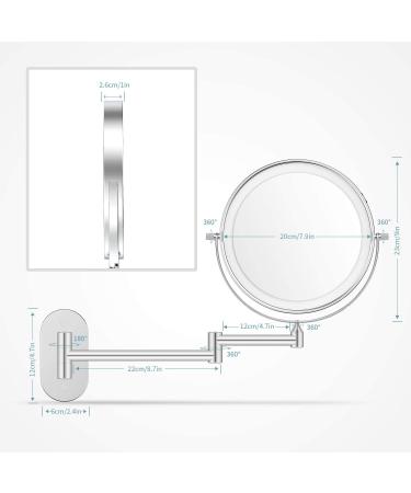 Alvorog Rechargeable Wall Mounted Lighted Makeup Mirror - 8 Inch Double Sided Vanity Mirror with 3 Color Lights, 1X/5X Magnification, Intelligent Shutdown, Dimming, 360 Rotation - Bathroom Mirror - Buy Online on GoSupps.com
