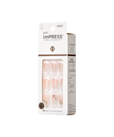 KISS imPRESS No Glue Mani Press On Nails - My Worth Design - White Short Squoval - 30 Nails & Accessories for Perfect Manicure - Buy Online on GoSupps.com