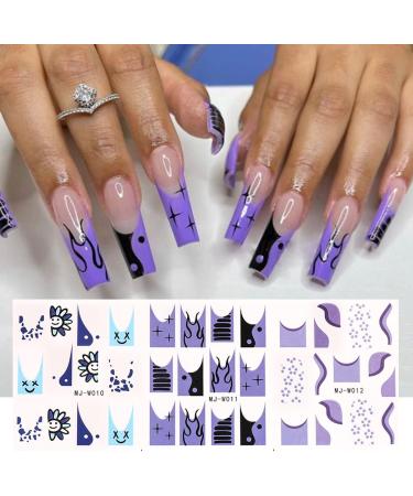 French Tip Nail Art Stickers - 24 Colorful Water Decals for DIY Manicure | Cute Heart & Star Designs for Women & Girls - Buy Online on GoSupps.com