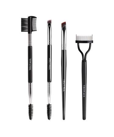TEOYALL Eyebrow Liner Brushes Dual-Ended Angled Bristles Brush Brow Spoolie Eyelash Separator Comb for Daily Eye Makeup Routine Eye All In One Set/A