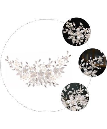 Ipetboom Alloy Pearl Hair Comb Rhinestone Barrettes Hair Accessory for Women Pearl Hair Pin Tiara Bridal Headdress Hair Accessories White European and American Bride Iron Wire - Buy Online on GoSupps.com