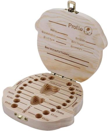 Dewin Baby Milk Teeth Organizer - Color Version Wooden Tooth Box for Children - Souvenir Storage (English Boy) - Buy Online on GoSupps.com