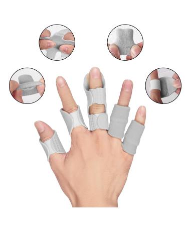 Buy Lollanda Finger Splints & Supports - 2-Piece Splints & 5-Piece Elastic Protectors for Arthritis & Injuries - Adjustable Brace for Swollen Fingers (Gray) - International Shipping Available - Buy Online on GoSupps.com