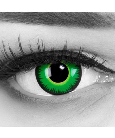 Funnylens 1 pair of colored black green crazy fun green werewolf year contact lenses perfect for carnival wounds blood or body parts with free contact lens containers without strength!