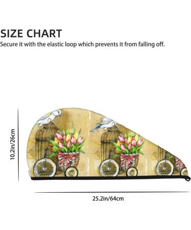 Hair Towel Wrap - Quick Drying Turban with Button | Watercolor Canary Bird Design - Buy Online on GoSupps.com