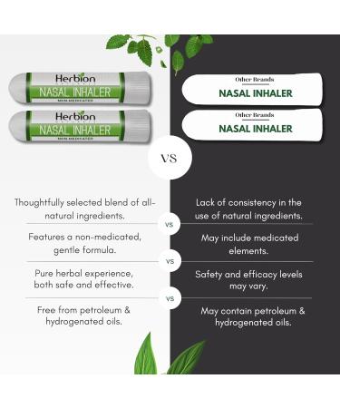 HERBION Naturals Nasal Inhaler Natural Relief for Nasal Congestion & Sinus Pressure Non-Medicated Sticks with Essential Oils Menthol Eucalyptus Clove Soothing Vapor Easy Breathing Pack of 2 2 Count (Pack of 1) - Buy Online on GoSupps.com