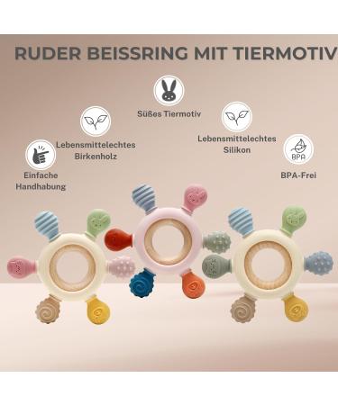Buy Caja Bei ring Baby - 2pc Silicone & Wood Teething Toy | BPA-Free Dental Aid & Grip Ring for Babies - Buy Online on GoSupps.com