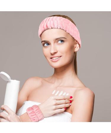 Willbond 9-Piece Spa Headband and Wrist Washband Set for Women and Girls - Coral Fleece Facial Makeup Headband, Elastic Hair Band, and Face Wash Set in Green, Pink, and White - Buy Online on GoSupps.com