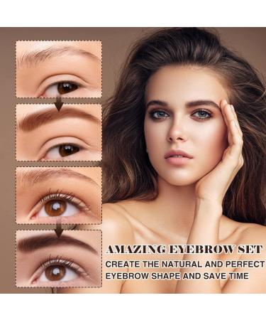 Eyebrow Stamp Waterproof Eyebrow Stamp Reusable Eyebrow Stencil with 2 Dual-Ended Brush and Sponge Applicators Perfect Natural Eyebrows Waterproof (Light Brown) - Buy Online on GoSupps.com