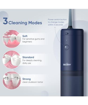 Portable Rechargeable Water Flosser Oral Irrigator | 3 Modes, 3 Jet Tips, 140ml | Electric Plaque Remover for Dental Care | Cordless IPX7 Teeth Cleaner in Blue - Buy Online on GoSupps.com