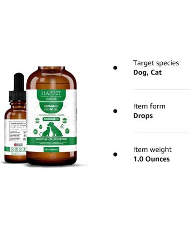 Happet Hemp Oil for Dogs Cats and Pets. High Strength 30ml bottle 100% Natural Hemp Seed Oil Helps with Anxiety and Stress Relief Healthy Joints and Coat Rich in Nutrients - Made in UK - Buy Online on GoSupps.com