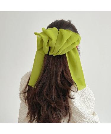 Large Satin Layered Hair Bows Hair Barrettes Long Ribbon Bows Silky Bowknot with Long Tail French Style Hair Accessories for Women Girls Green - Buy Online on GoSupps.com