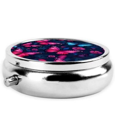Round Pill Box - Mini Travel Medicine Organizer | Butterfly Design | Perfect for Purse & Pocket - Buy Online on GoSupps.com