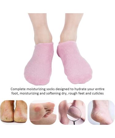 Moisturizing Gel Socks for Women - 2-Piece Spa Socks for Dry Cracked Heels | Reusable Lotion Socks | Pink - Buy Online on GoSupps.com