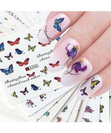 KINGMAS 50 Sheets Nail Art Stickers - Colorful Flower & Butterfly Water Transfer Decals for DIY Nail Design - Manicure Tips Decor - Classic Style - Buy Online on GoSupps.com