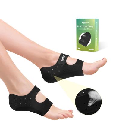 Plantar Fasciitis Heel Protector for Shoes - (Arch Support) Welnove Heel Cups for Heels Spur Pain Achilles Tendonitis Dry Cracked Feet - Heel Inserts Cushion for Women 7-10.5 / Men 6.5-9.5 Black Small