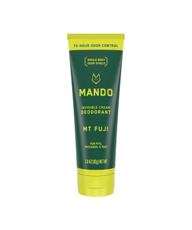 Mando Whole Body Deodorant For Men - Invisible Cream - 72 Hour Odor Control - Aluminum Free  Baking Soda Free  Skin Safe - 3 Ounce Tube (Mt Fuji)