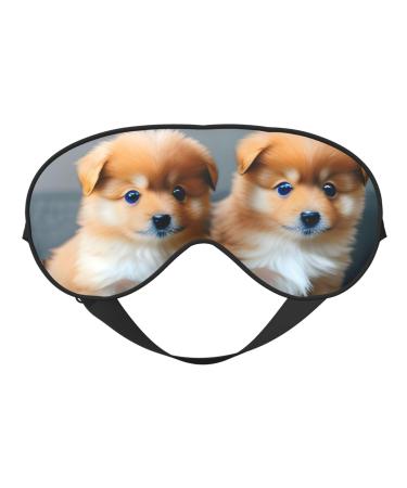 Pomeranians Puppies and Point 1 Sleep Mask-Adjustable Breathable Fashionable Eye Mask for A Comfortable Sleep Experience