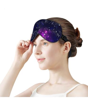 Lightweight Space Galaxy Sleep Eye Mask for Men & Women Adjustable Constellation Eyeshade for Better Sleep | Purple Blue Light Blocking - Buy Online on GoSupps.com
