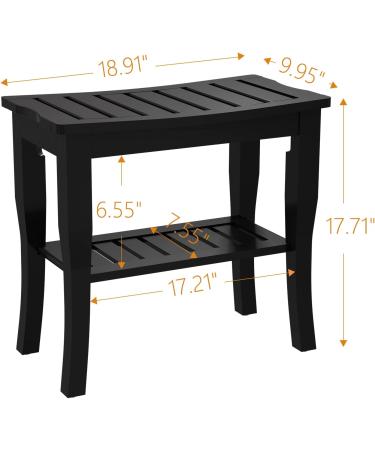 Bamboo Shower Bench & Stool Waterproof - Wood Shower Bench with Storage Shelf for Inside Shower(Black) Black 18.9"x18.11"x9.96" - Buy Online on GoSupps.com