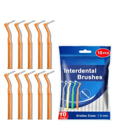 10 PCS Interdental Brushes with Anti-Bacterial Coating Dental Brushes for Between Teeth and Gums 1.2mm Interdental Brush with Non-Slip Handle Angled Neck (1.2 mm)