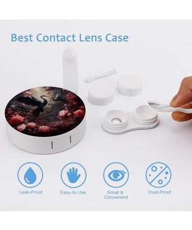 Crane Bird Print Contact Lens Travel Kit | Cute & Portable Contact Box with Mirror for Daily Use - Shop Internationally - Buy Online on GoSupps.com