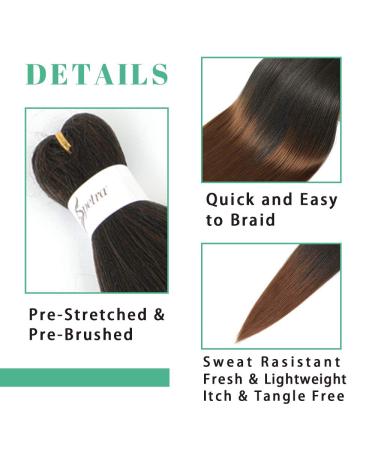 8 Bundles - 24 Inch Ombre Brown Pre-stretched Braiding Hair | Yaki Straight EZ Braids | Hot Water Setting & Professional Soft Synthetic Hair Extensions - Buy Online on GoSupps.com