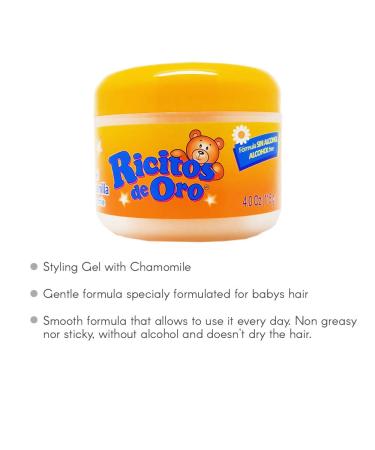 Ricitos De Oro Chamomile Baby Styling Gel - Alcohol Free, Non-Greasy - 4 oz | Pack of 2 - Buy Online on GoSupps.com