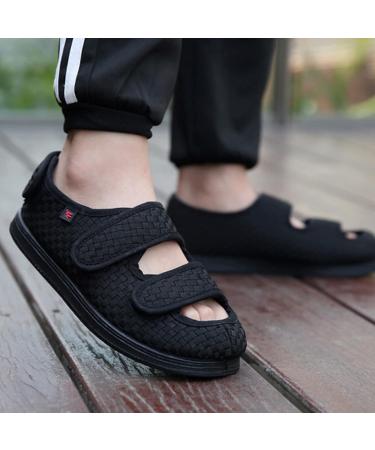 LEEWEE Men's Diabetic Shoes for Swollen Feet - Adjustable Closure, Lightweight & Non-Slip - Black, Size 34 - Buy Online on GoSupps.com