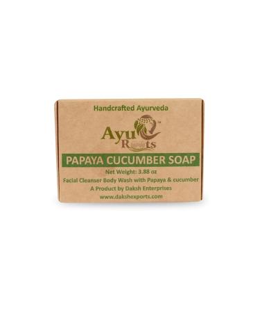 All-Natural Ayurvedic Papaya Cucumber Soap Bar - Vegan Skin Refreshing & Renewing Cleansing | Handmade in India | 3.88 oz - Buy Online on GoSupps.com