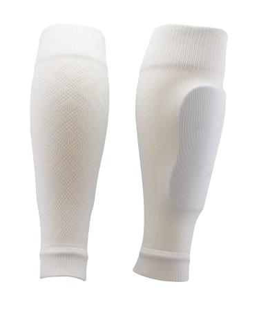 TCK Soccer Leg Sleeves Socks Football Mens Womens White Medium