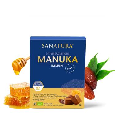 Sanatura SANATURA - Fruit Cubes Manuka Immun | Food Supplement with Manuka Honey and Vitamin C for Immune System Support Tasty Fruity Cubes made from dates and almonds