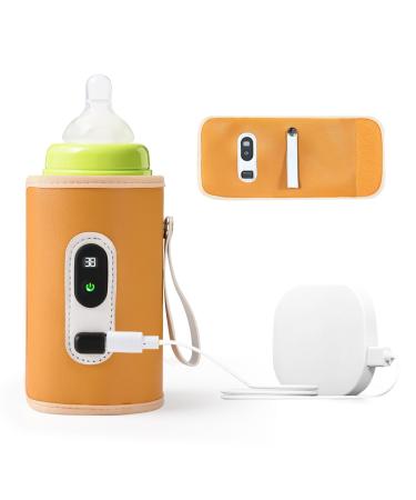 Portable Milk Bottle Warmer USB Bottle Warmer 23 Adjustable Temperature Portable Bottle Warmer Digital Display Bottle Warmer for Night Feeding Outing Traveling Driving