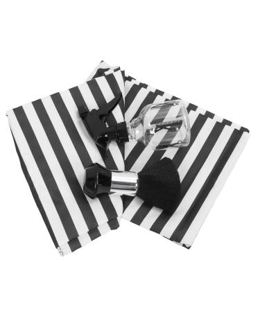 Hairdressing Cape Tool Set Transparent Water Sprayer Haircut Cape Set Nylon Neck Feather Duster Brush Complete Tool (Black White Stripe)