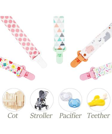 FenFang Baby Dummy Clips 5 PCS - Pink Pacifier Holder Straps for Boys and Girls | Teething Soother Chain Clips - Unisex Neutral Design - Buy Online on GoSupps.com