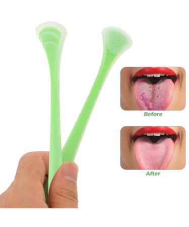 Ipetboom Tongue Scraper - Silicone Tongue Brush for Bad Breath Relief | Oral Hygiene Tool Light Green - Buy Online on GoSupps.com