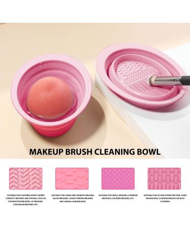 Makeup Brush Cleaning Pad 1 Piece Silicone Purifier with Suction Cup 1 Foldable Cleaning Bowl for Makeup Brushes Portable Cleaning Tool Set - Buy Online on GoSupps.com